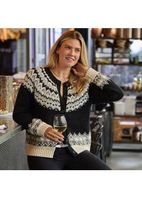 LANDS' END Softer Fair Isle Cardigan, Damen,  Wei&szlig;, Baumwoll-Mischung/Woll-Mischung/Nylon-Mischung, by Lands' End