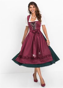 bonprix Dirndl mit bestickter Satin-Sch&uuml;rze (2-tlg.Set), rot, Gr.50, Elegantes Dirndl mit Ketten-Detail