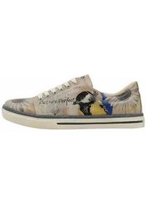 Sneaker DOGO "Classic Schn&uuml;rsneaker Never Ending Story Damen Sneaker, Classic", Damen, Gr. 38, Normalschaft, bunt (mehrfarbig, natur, schwarz, gelb), Lederimitat, Schuhe Sneaker, Handgefertigt