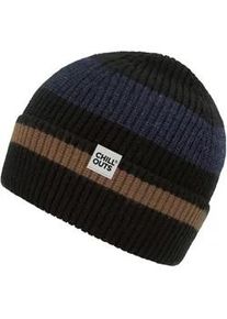 Beanie Chillouts "Bastian Hat", Herren, schwarz, Materialmix, gestreift, M&uuml;tzen Beanie, mit sportlichem Streifen-Design, Logo-Label