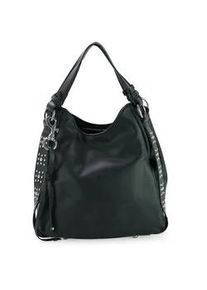 Schultertasche Harpa "NICOLE", Damen, Gr. B/H/T: 18,5cm x 24cm x 33cm, schwarz, Lederimitat, unifarben, Taschen Schultertasche, mit dekorativen Nietenbesatz auf der Frontseite