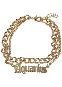 Edelstahlkette Urban Classics "Urban Classics Unisex Zodiac Golden Anklet" Gr. L, aquarius, Halsketten, Herren, L/XL, Eisen Stahl, Eisen, Stahl, Edelstahlkette