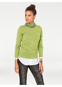 Rollkragenpullover Heine "Rollkragen-Pullover", Damen, Gr. 40, gr&uuml;n (kiwi), 100% Baumwolle, unifarben, Pullover Rollkragenpullover