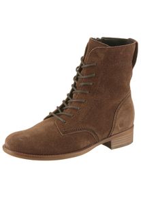 Schn&uuml;rstiefelette Gabor, Damen, Gr. 39, braun (cognac), Veloursleder, unifarben, Basic, Schuhe Schn&uuml;rstiefelette, Blockabsatz, Schn&uuml;rboots, Herbtboots mit herausnehmbarer Fu&szlig;bett