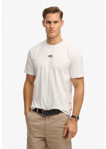 Rundhalsshirt Superdry "MICRO LOGO TSHIRT", Damen, Gr. L, optic, Single Jersey, Obermaterial: 100% Baumwolle, unifarben, loose fit normal, Rundhals, Shirts Rundhalsshirt, mit Micro-Marken-Logo