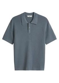 Marc O'Polo Poloshirt MARC O'POLO DENIM, Damen, Gr. L, cadet blau, Strick, Obermaterial: 100% Baumwolle, regular fit normal, Rippb&uuml;ndchen, Shirts, mit Waffelstruktur, regular fit