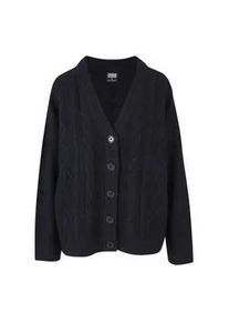 Strickjacke Urban Classics "Urban Classics Damen Ladies Cabel Knit Cardigan", Damen, Gr. XS, schwarz, 73% Polyacryl, 27% Polyester, unifarben, V-Ausschnitt, Strickjacken Strickjacke