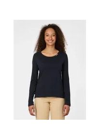 Langarmshirt Ragwear "FLLORAH LONG GOTS", Damen, Gr. S, navy, Jersey, Obermaterial: 100% Baumwolle, unifarben, normal, Rundhals, Shirts Langarmshirt, Bestseller aus Single Jersey mit softem Finish und Kn&ouml;pfen