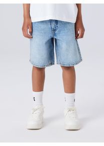 Jeansshorts name it "NKMRYAN REG L DNM SHORTS 6750-DM NOOS", Jungen, Gr. 110, N-Gr, light blau bleached denim, Denim/Jeans, Obermaterial: 100% Baumwolle, unifarben, regular fit kurz, Jeans Jeansshorts, Baumwolle