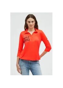 Poloshirt SOCCX, Damen, Gr. S, rot neon, Piqu&eacute;, Material: 100% Polyester, bedruckt, regular fit normal, V-Ausschnitt, eingesetzt gerader Abschluss, Shirts, mit Gummizug im Saum