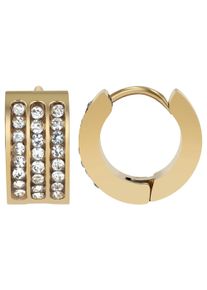 Adelia&acute;s Paar Creolen ADELIA&acute;S "Damen Ohrringe &iquest; Klappcreole aus Edelstahl mit Strass Steinchen", gold, Ohrringe, Damen, Edelstahl, Paar Creolen
