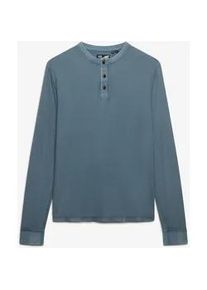 Langarmshirt Superdry "LW TEXTURED GRANDAD TOP", Damen, Gr. XL, copen blau, Single Jersey, Obermaterial: 100% Baumwolle, unifarben, slim fit normal, Rundhals, Shirts Langarmshirt