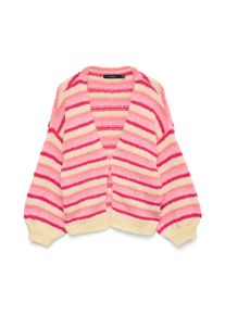 V&eacute;ro Moda Strickjacke VERO MODA "VMMAYBE STRIPE LS OPEN CARDIGAN NOOS", Damen, Gr. S, chintz rose stripes:with golden haze, pink cosmos, coral paradise, jazzy, Strick, Obermaterial: 100% Polyester, geringelt, gestreift, loose fit h&uuml;ftbedeckend, V-Ausschnitt, weit Strickb&uuml;ndchen, Strickjacken Strickjacke, Kunstfaser, loose fit