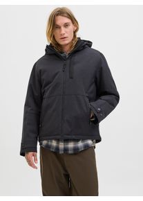 Jack & Jones Outdoorjacke JACK & JONES "JJEPARKER DOVER JACKET SN", Herren, Gr. M, schwarz, Web, Obermaterial: 100% Polyester, unifarben, regular fit, hoch geschlossener Ausschnitt, Jacken Outdoorjacke