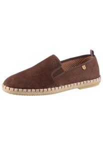 Espadrille VERBENAS "Tom Pacific", Damen, Gr. 44, braun (dunkelbraun), Textil, Veloursleder, Schuhe Espadrille, Loafer, Slipper, Sommerschuh, Strandschuh mit Stretcheins&auml;tze