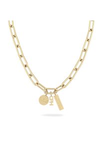 Kette mit Anh&auml;nger Copenhagen Studios "Schmuck Geschenk Edelstahl Halskette Bold Link", gelbgoldfarben, Halsketten, Damen, Edelstahl, L: 50 B: 5mm, Kette mit Anh&auml;nger, B:5mm