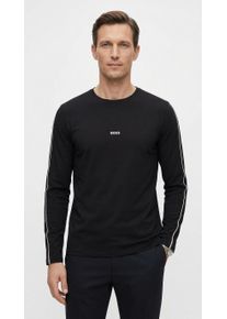 Longsleeve BOSS "Unique", Herren, Gr. L, schwarz 001, Jersey, Obermaterial: 95% Baumwolle, 5% Elasthan, regular fit, Rundhals, Shirts Longsleeve, bequemes Langarmshirt mit Kontrastnaht am &Auml;rmel