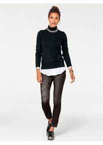 Rollkragenpullover Heine "Rollkragen-Pullover", Damen, Gr. 48, schwarz, 100% Baumwolle, unifarben, Pullover Rollkragenpullover