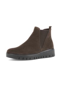 Chelseaboots Gabor "DAVOS", Damen, Gr. 40, braun (dunkelbraun), Elastischer Einsatz, Veloursleder, unifarben, Basic, Schuhe Chelseaboots, Keilboots, Ankleboots in Komfortweite H (= sehr weit)