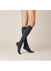 Kniestr&uuml;mpfe Kunert "FLY&CARE", Damen, Gr. 37-38, anthrazitmel, Baumwollmischung, normal, Socken Kniestr&uuml;mpfe, St&uuml;tzwirkung, weich, elegante Optik