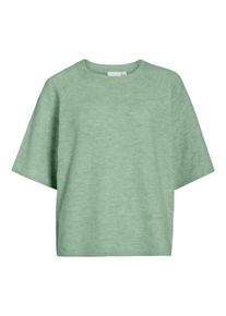 Strickpullover Vila "VILIGA 2/4 O-NECK KNIT TOP - NOOS", Damen, Gr. L, smoke gr&uuml;n detail:melange, Strick, Obermaterial: 97% Polyester, 3% Elasthan, meliert, relaxed fit normal, Rundhals, Pullover Strickpullover, Materialmix, relaxed fit
