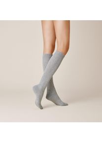 Kniestr&uuml;mpfe Kunert "LIZ", Damen, Gr. 35-38, lichtgrau, Baumwollmischung, normal, Socken Kniestr&uuml;mpfe, druckfreier Komfortbund