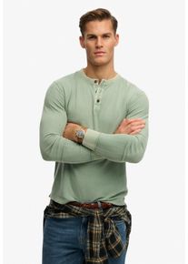 Langarmshirt Superdry "LW TEXTURED GRANDAD TOP", Damen, Gr. XL, lilypad gr&uuml;n, Single Jersey, Obermaterial: 100% Baumwolle, unifarben, slim fit normal, Rundhals, Shirts Langarmshirt, Topseller