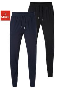 Schlafhose AUTHENTIC LE JOGGER "Relaxpants, mit Kordel", Herren, Gr. 44/46 (S), N-Gr, blau (navy, schwarz), Jersey, Obermaterial: 100% Baumwolle, unifarben, Basic, bequem lang, Hosen Schlafhose, aus weicher Single Jersey Ware, Topseller