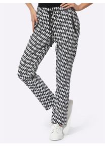 CR&Eacute;ATION L Jogger Pants CREATION L, Damen, Gr. 46, Normalgr&ouml;&szlig;en, schwarz-wei&szlig; (schwarz, wei&szlig;, gemustert), 62% Polyester, 35% Viskose, 3% Elasthan, gemustert, Hosen Jogger Pants