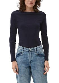 Langarmshirt s.Oliver, Damen, Gr. 34, blau, Jersey, Obermaterial: 100% Baumwolle, unifarben, regular fit h&uuml;ftlang, U-Boot-Ausschnitt, gerader Abschluss, Shirts Langarmshirt, mit U-Boot-Ausschnitt