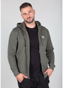 Hoodie Alpha Industries "Basic Zip Hoodie SL", Herren, Gr. M, gr&uuml;n (schwarz olive), Shell: 80% Cotton, 20% Polyester, regular fit, Sweatshirts Hoodie