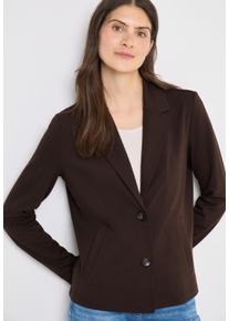 Sweatblazer Cecil, Damen, Gr. M (40), macchiato braun, Web, Obermaterial: 66% Viskose, 30% Polyester, 4% Elasthan, unifarben, l&auml;ssig geschnitten h&uuml;ftbedeckend, tiefer V-Ausschnitt, Blazer Sweatblazer, mit Knopfverschluss und Viskose