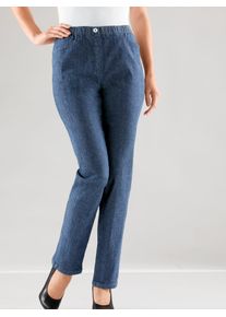 Schlupfjeans Classic Basics, Damen, Gr. 46, Normalgr&ouml;&szlig;en, blau (dunkelblau), 98% Baumwolle, 2% Elasthan, unifarben, lang, Jeans Schlupfjeans