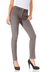 R&ouml;hrenhose Heine, Damen, Gr. 36, Normalgr&ouml;&szlig;en, grau (taupe), 48% Baumwolle, 45% Polyester, 7% Elasthan, Miedereinsatz:15% Elasthan, 85% Polyamid, unifarben, lang, Hosen R&ouml;hrenhose