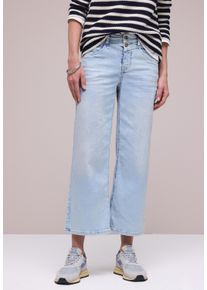 Loose-fit-Jeans Street One "Style Emee", Damen, Gr. 28, L&auml;nge 26, bleached random wash, Denim/Jeans, Obermaterial: 89% Baumwolle, 8% Polyester, 3% Elasthan, unifarben, loose fit lang, Jeans Loose-fit-Jeans, Wide Leg Jeans mit Stretch, Topseller
