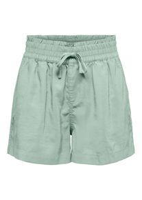 Shorts Only "ONLARIS LIFE PULL UP SHORTS WVN CC", Damen, Gr. XL, N-Gr, jadeite, Web, Obermaterial: 93% Viskose, 7% Polyester, unifarben, regular fit kurz, Hosen Shorts, mit Bindeverschluss
