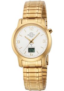 Funkuhr MASTER TIME "Basic", gold (goldfarben), Armbanduhren, Damen, Funkuhr, Armbanduhr, Quarzuhr, Damen, Datum, Leuchtzeiger, Flexband, Zugband