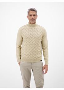 Rollkragenpullover Lerros "Stylischer Rollkragenpullover - modisch gemustert", Herren, Gr. L, tender beige melange, 100% Baumwolle, ohne Ausschnitt, Pullover Rollkragenpullover