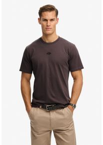 Rundhalsshirt Superdry "MICRO LOGO TSHIRT", Damen, Gr. M, shale dunkelgrau, Single Jersey, Obermaterial: 100% Baumwolle, unifarben, loose fit normal, Rundhals, Shirts Rundhalsshirt, mit Micro-Marken-Logo