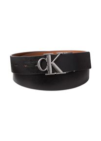 Lederg&uuml;rtel Calvin Klein "CK BUCKLE TUMBLED 35MM ADJ/REV", Herren, Gr. 125, schwarz, ck cognac, antique silber, Web, Rindsleder, unifarben, G&uuml;rtel Lederg&uuml;rtel, Umkehrbar