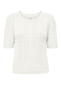 Kurzarmpullover Only "ONLSUNNY SS O-NECK KNT", Damen, Gr. XS, cloud dancer, Strick, Obermaterial: 55% Polyacryl, 45% Nylon, unifarben, regular fit normal, Rundhals, Pullover Kurzarmpullover, Kunstfaser, regular fit, Rundhals, Topseller