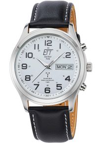 Funkuhr ETT "Gobi", schwarz, Armbanduhren, Herren, Funkuhr, Armbanduhr, Herrenuhr, Datum, Solar, Lederarmband