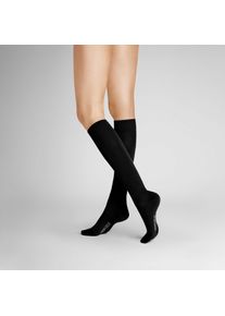 Kniestr&uuml;mpfe Hudson "RELAX COTTON", Damen, Gr. 39-42, schwarz, Baumwollmischung, normal, Socken Kniestr&uuml;mpfe, druckfreier Relax-Komfortbund