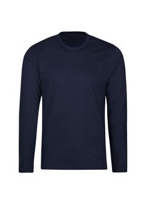 T-Shirt TRIGEMA "TRIGEMA Langarmshirt aus 100% Baumwolle", Damen, Gr. XL, blau (navy), Single Jersey, 100% Baumwolle, Basic, lang, Rundhals, Shirts T-Shirt