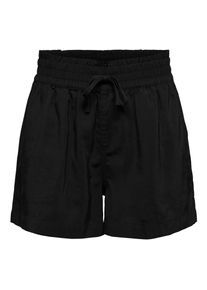 Shorts Only "ONLARIS LIFE PULL UP SHORTS WVN CC", Damen, Gr. XS, N-Gr, schwarz, Web, Obermaterial: 93% Viskose, 7% Polyester, unifarben, regular fit kurz, Hosen Shorts, mit Bindeverschluss