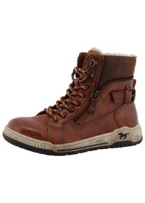 Winterboots Mustang Shoes "Ihana", Damen, Gr. 36, cognac, Lederimitat, Textil, Schuhe Winterboots, High Top Sneaker, Winterboots mit Warmfutter und TEX