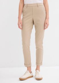 Chinohose bonprix, Damen, Gr. 46, N-Gr, sand (l&auml;nge: regul&auml;r), Web, Obermaterial: 66% Polyester, 33% Viskose, 1% Elasthan, regular fit, Hosen Chinohose, aus weichem Obermaterial mit Viskose-Anteil, mit Elasthan-Anteil