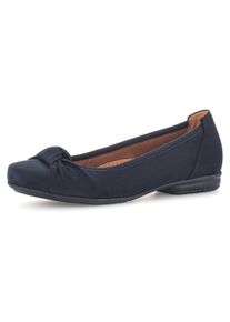 Ballerina Gabor "FLORENZ", Damen, Gr. 35, blau (nachtblau, dunkelblau), Nubukleder, unifarben, Schuhe Ballerina, Business Schuhe, Slipper mit modischem Knoten, Weite G, Topseller