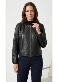 Lederjacke Mauritius "MWYanna", Damen, Gr. XXXL(46), schwarz, Obermaterial: 100% Schafsleder. Futter: 100% Baumwolle. &Auml;rmelfutter: 100% Polyester, unifarben, h&uuml;ftlang, Rundhals, Jacken Lederjacke, aus leichtem Material, kragenlos