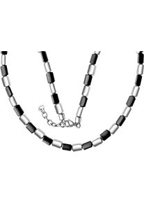 Edelstahlkette Firetti "Schmuck Geschenk Halsschmuck Halskette", schwarz (edelstahlfarben, schwarz), Halsketten, Damen, Edelstahl, L: 48 B: 6mm, Edelstahlkette, mit H&auml;matit, B:6mm